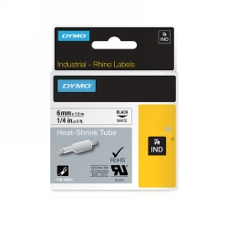 LABEL TAPE DYMO 6MMX1.5M RHINO PRO HEAT SHRINK WHITE