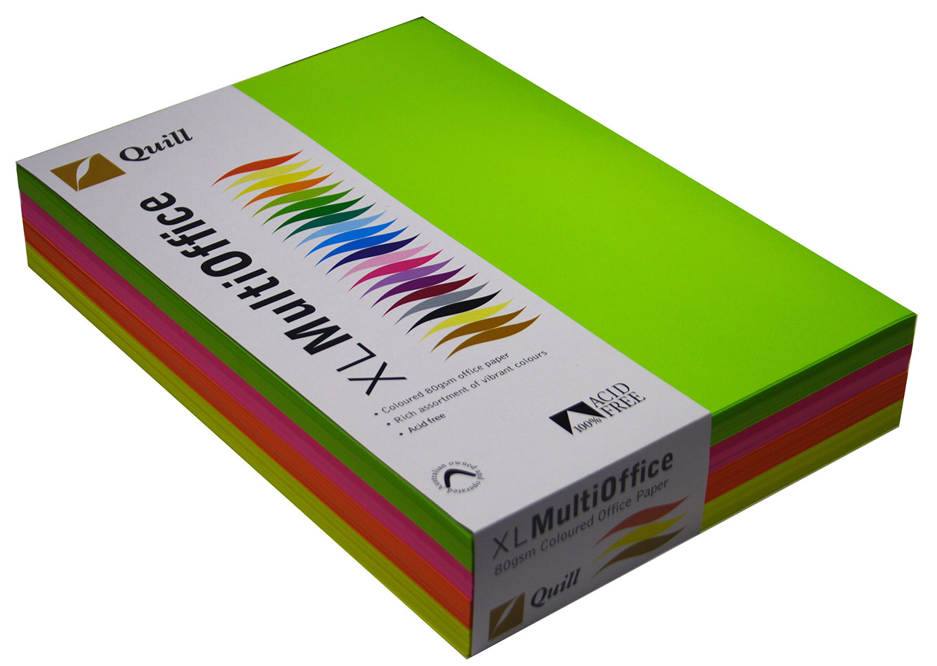 COPY PAPER QUILL A4 80GSM FLUORO ASST PK500