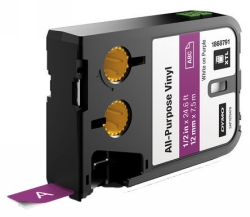 SP- LABEL TAPE DYMO 12MM XTL ALL PURPOSE VINYL WHITE ON PURPLE