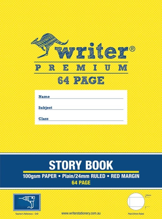 STORY BOOK WRITER PREMIUM 1/2 PLAIN 1/2 24MM SOLID RULED +MARGIN 64PG DRILL