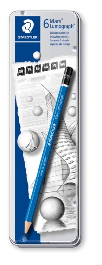 SP- PENCILS STAEDTLER MARS LUMOGRAPH SKETCHING 6 DEGREES TIN 6