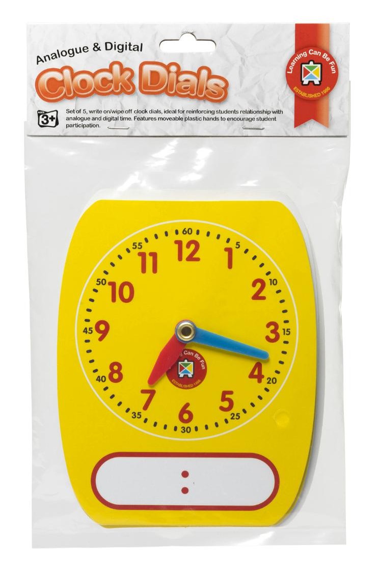 SP- DIGITAL/ANALOGUE CLOCK DIAL WRITE ON/WIPE OFF HANG EC YELLOW