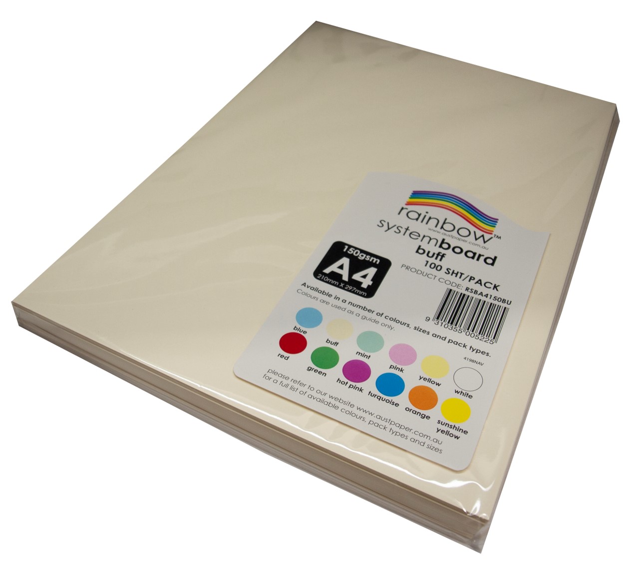 SP- SYSTEM BOARD RAINBOW A4 150GSM BUFF PK100