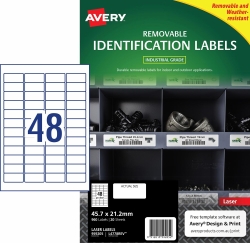SP- LABEL AVERY LASER L4778REV H/DUTY 45.7X21.2MM REMOVABLE 48UP PK20