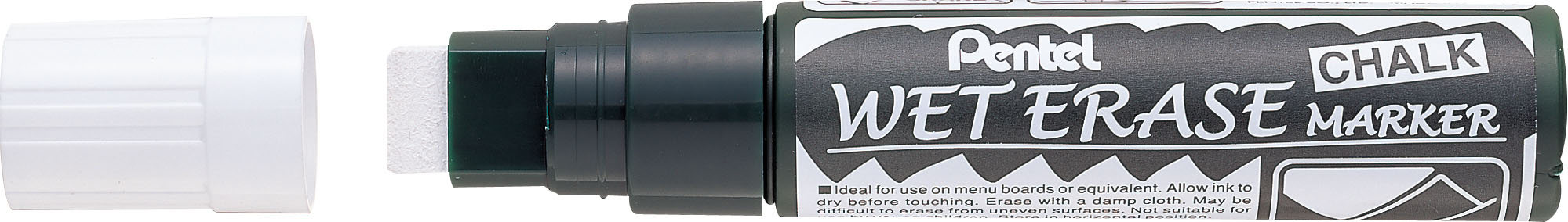 SP- MARKER PENTEL 10.0-15.0MM LIQUID CHALK WET ERASE BROAD CHISEL TIP WHITE