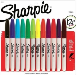 SP- MARKER SHARPIE FINE PERMANENT ASSORTED PK12
