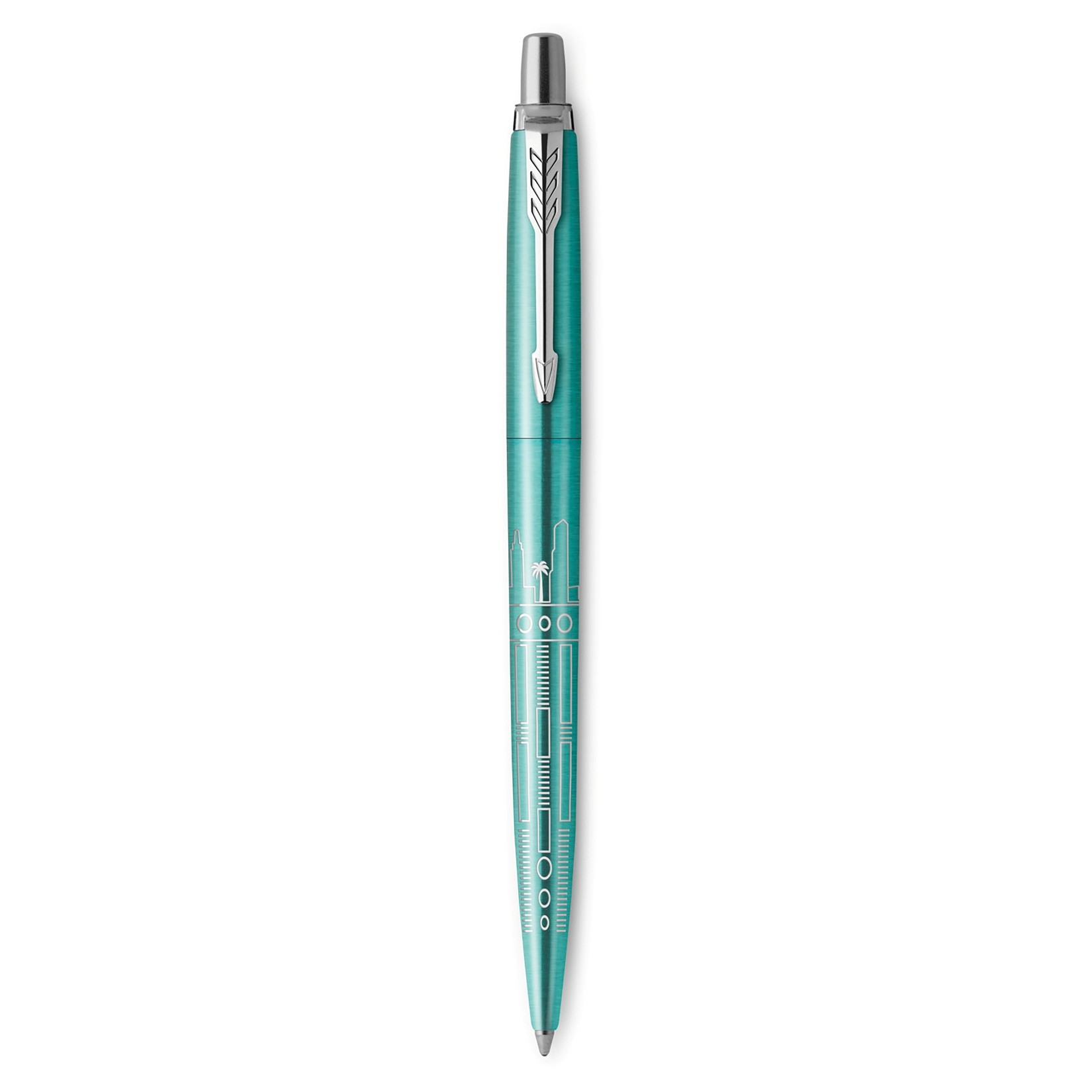 PEN PARKER JOTTER GLOBAL ICON BP CHROME COLOUR TRIM MIAMI TURQUOISE