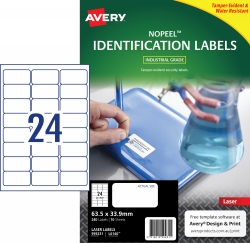 LABEL AVERY LASER L6145 NOPEEL EXTRA STRONG 63.5X33.9MM 24UP PK10