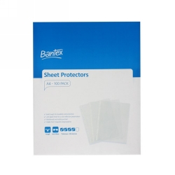 SHEET PROTECTORS BANTEX A4 PP TOUGH 90 MICRON BX100 CLEAR EMBOSSED 2042