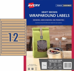 LABELS AVERY 190X16MM L1745 WRAPAROUND 12UP KRAFT BROWN PK15