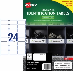 LABEL AVERY LASER L4773REV H/DUTY 63.5X33.9MM REMOVABLE 24UP PK20
