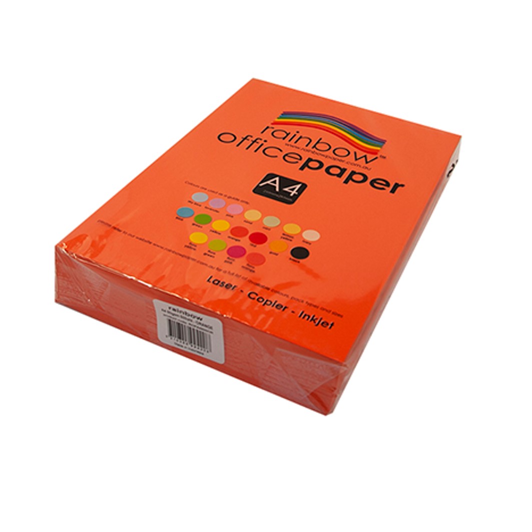 COPY PAPER RAINBOW A4 80GSM OFFICE BRIGHT ORANGE PK500