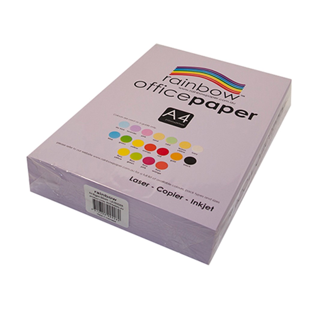 COPY PAPER RAINBOW A4 80GSM OFFICE PASTEL LAVENDER PK500