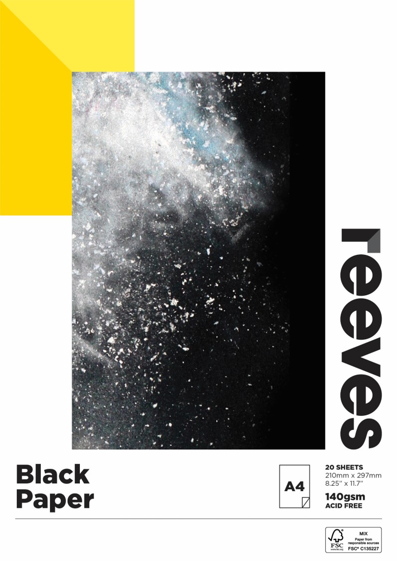 SP - PAD REEVES A4 BLACK PAPER 140GSM FSC MIX