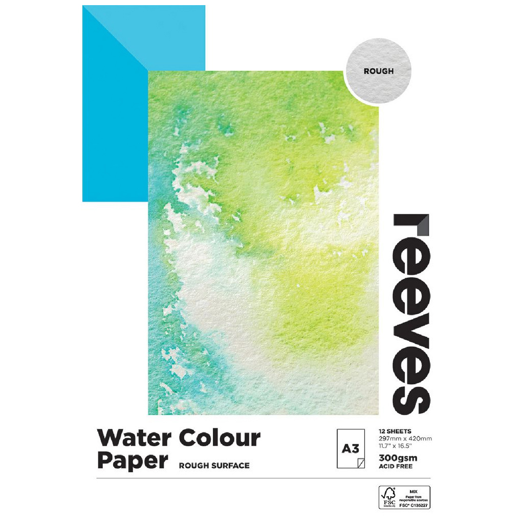 ROUGH PAPER REEVES A3 WATERCOLOUR 300GSM 12SHT