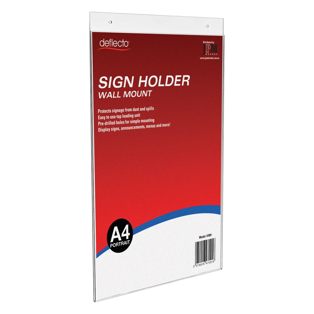 DOCUMENT HOLDER DEFLECTO A4 WALL MOUNTED PORTRAIT
