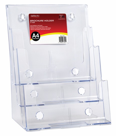 DEFLECTO BROCHURE HOLDER A4 F/S W/M 3 POCKET 77301