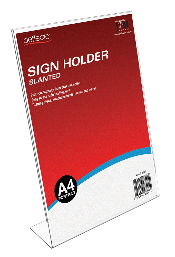 DEFLECTO SLANTED SINGLE SIDED DOC HOLDER A4 PORTRAIT 47401