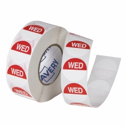SP- LABEL AVERY 24MM WEDNESDAY REMOVABLE RED/WHITE 1000/ROLL