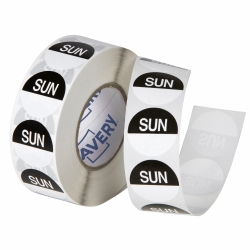 SP- LABEL AVERY 24MM SUNDAY REMOVABLE BLACK/WHITE 1000/ROLL
