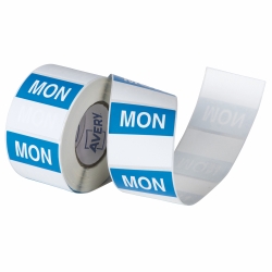 SP- LABEL AVERY 40X40MM MONDAY REMOVABLE BLUE/WHITE 500/ROLL