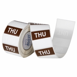 SP- LABEL AVERY 40X40MM THURSDAY REMOVABLE BROWN/WHITE 500/ROLL
