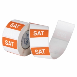 SP- LABEL AVERY 40X40MM SATURDAY REMOVABLE ORANGE/WHITE 500/ROLL