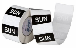 SP- LABEL AVERY 40X40MM SUNDAY REMOVABLE BLACK/WHITE 500/ROLL