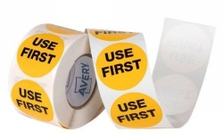 SP- LABEL AVERY 40MM USE FIRST REMOVABLE ORANGE/BLACK 500/ROLL
