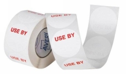 SP- LABEL AVERY 40MM USE BY REMOVABLE WHITE/RED 500/ROLL