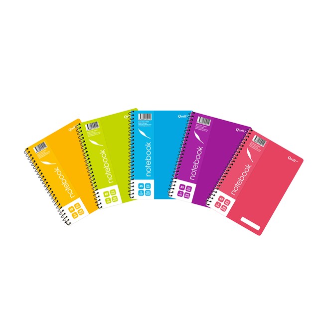 NOTEBOOK QUILL A5 70GSM PP ASST 200PG