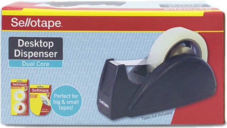 SP- TAPE DISPENSER SELLOTAPE DUAL CORE DESKTOP BLACK