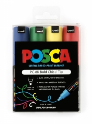 MARKER UNI POSCA PAINT PC8K BOLD BULLET TIP ASST PK4