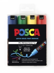 MARKER UNI POSCA PAINT PC7M BOLD BULLET TIP ASST PK4