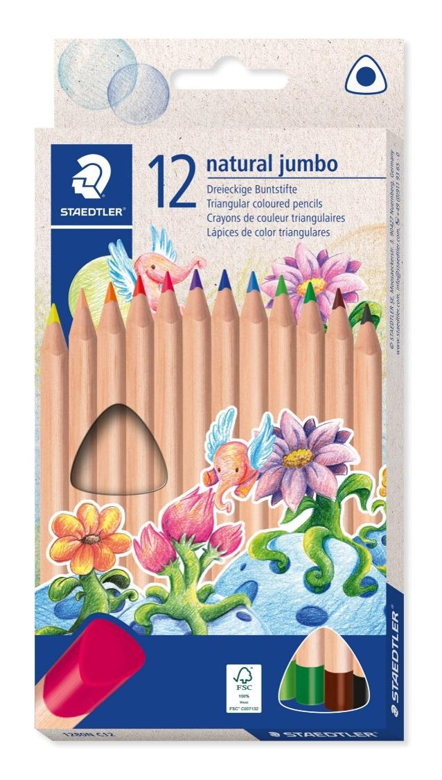 PENCIL COLOURED STAEDTLER JUMBO NATURAL BX12