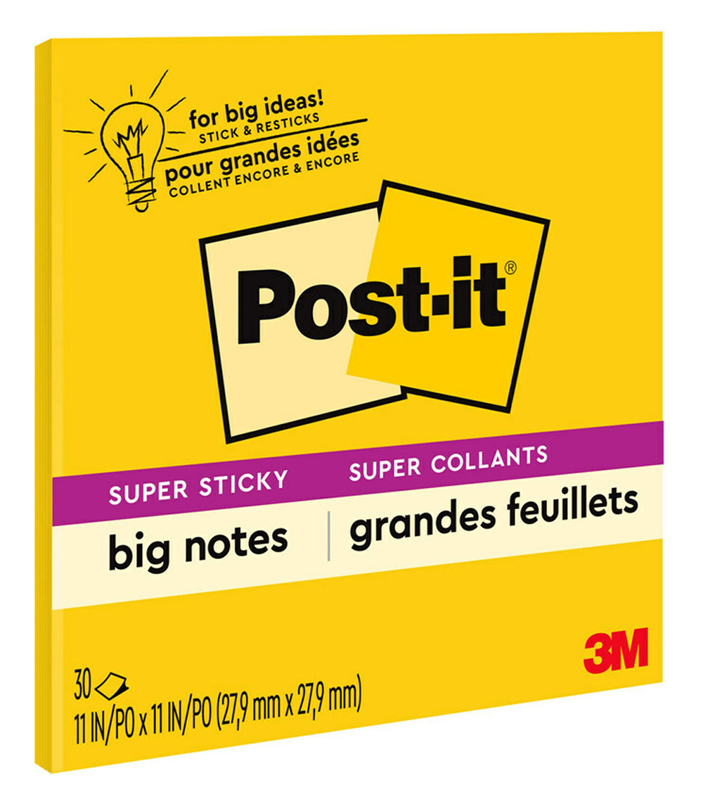 SP- NOTES SUPER STICKY POST-IT 279X279MM BN11 BIG NOTE YELLOW 30 SHTS