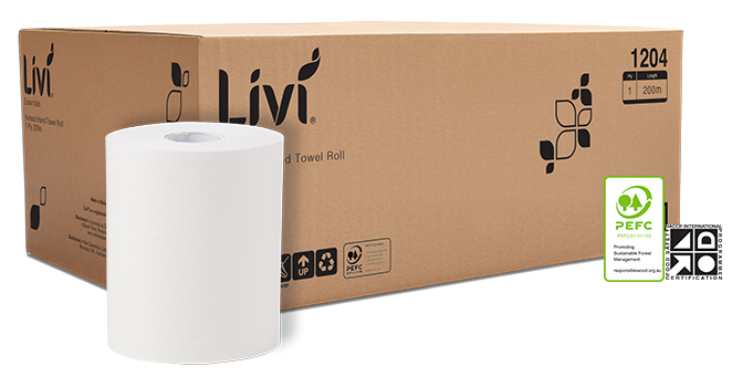 PAPER TOWEL ROLL LIVI ESSENTIAL 1PLY 200M AUTOCUT