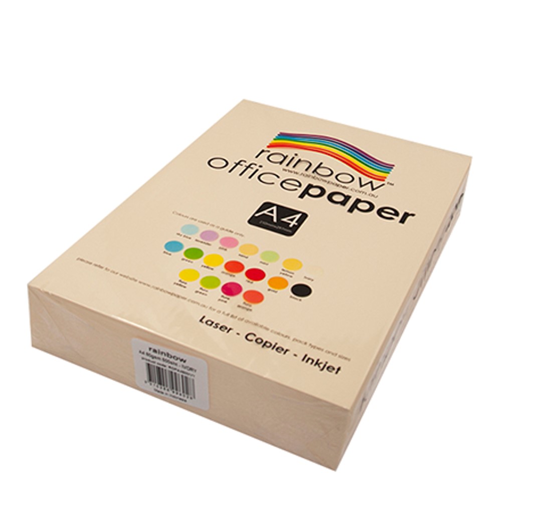 COPY PAPER RAINBOW A4 80GSM OFFICE PASTEL IVORY PK500