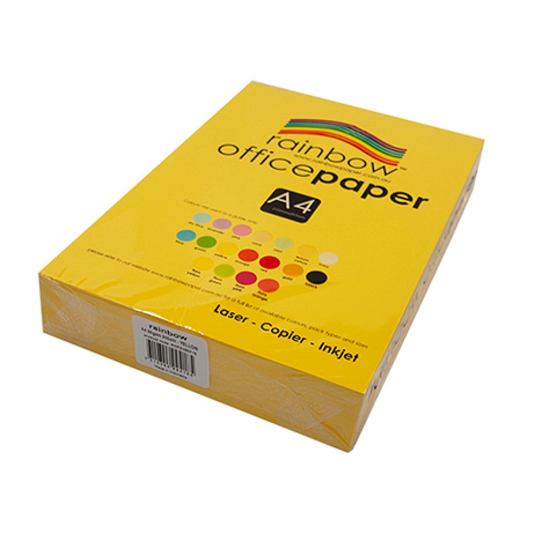 COPY PAPER RAINBOW A4 80GSM OFFICE BRIGHT YELLOW PK500