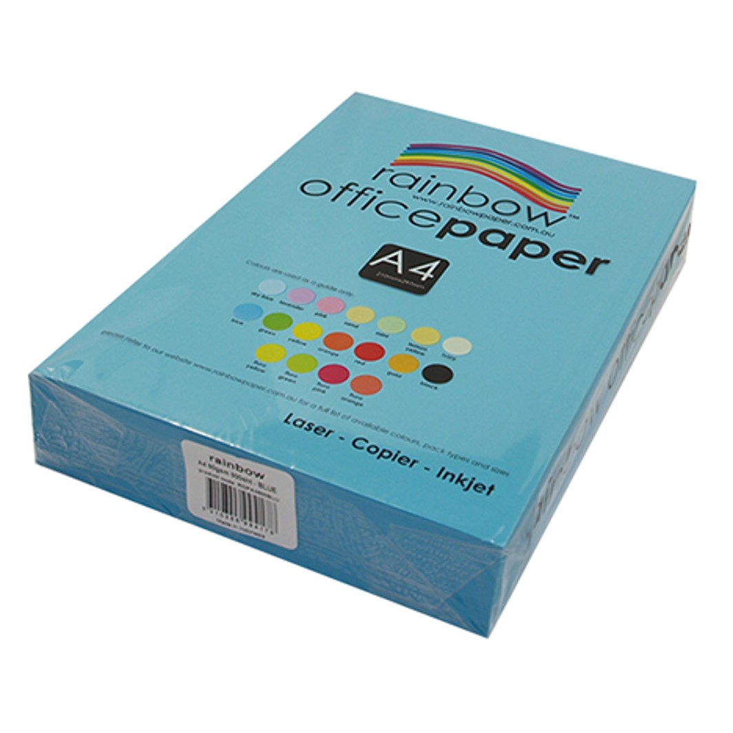 COPY PAPER RAINBOW A4 80GSM OFFICE BRIGHT BLUE PK500