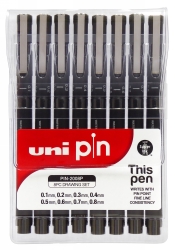 PEN FINELINER DRAWING UNI PIN 200 0.1MM - 0.8MM WLT8