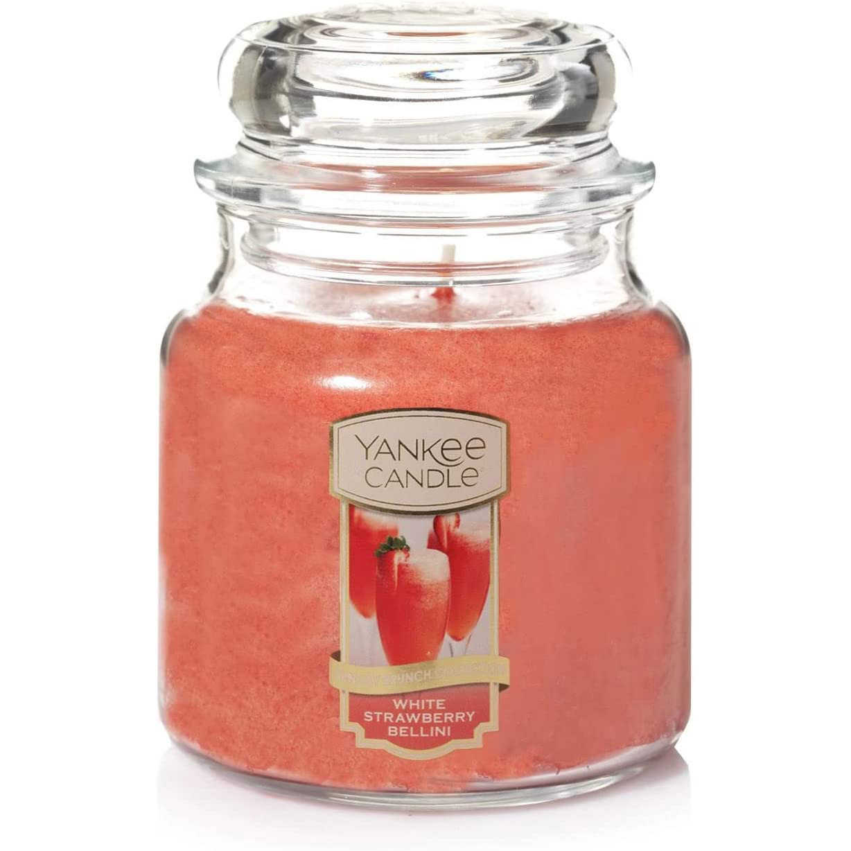 CANDLE YANKEE CLASSIC MEDIUM JAR WHITE STRAWBERRY BELLINI