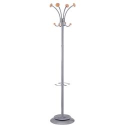 SP- COAT RACK ALBA 38CM BASE X 177CM HIGH SILVER/WOOD