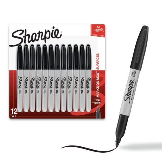 MARKER SHARPIE FINE PERMANENT BLACK H/S CARD 12