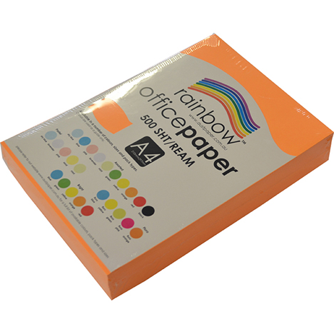COPY PAPER RAINBOW A4 75GSM FLURO ORANGE PK500