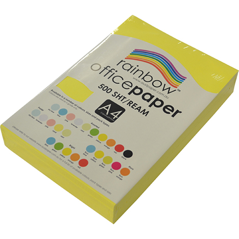 COPY PAPER RAINBOW A4 75GSM FLUORO YELLOW PK500