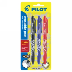 PEN PILOT 0.7MM FRIXION BALL MEDIUM CLASSIC COLOURS BLACK/BLUE/RED PK3