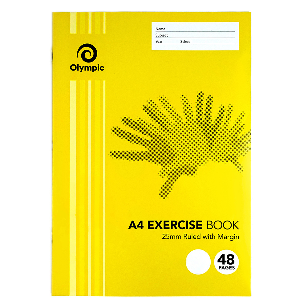 EXERCISE BOOK OLYMPIC A4 25MM RULED E254 MARGIN 48PG