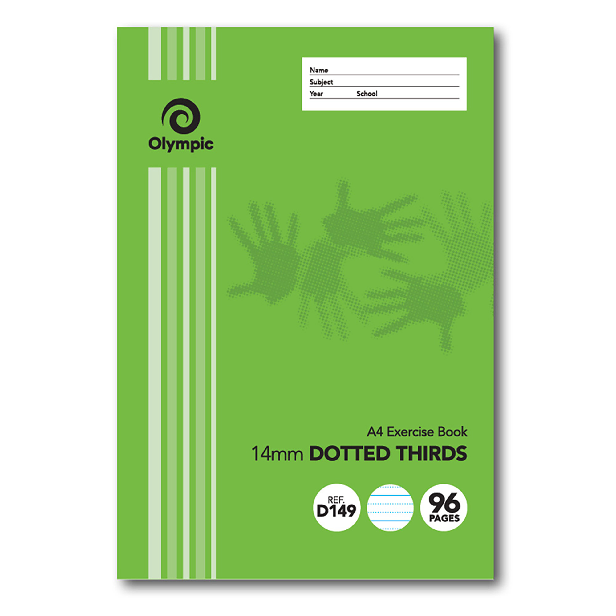 EXERCISE BOOK OLYMPIC A4 14MM DOTTED THIRDS GREEN D149I 96PG