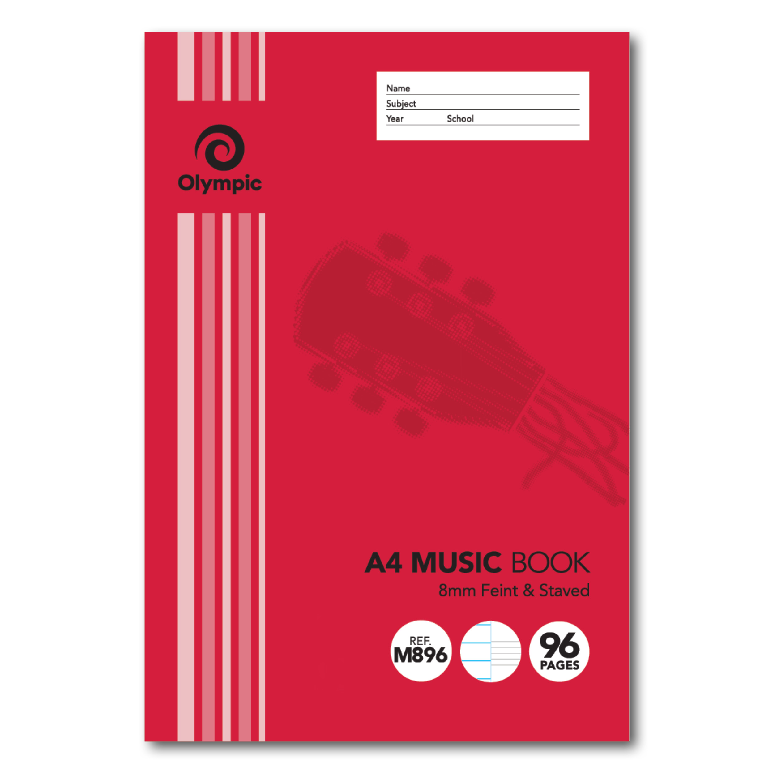 MUSIC BOOK OLYMPIC A4 8MM STAVE M896 96PG